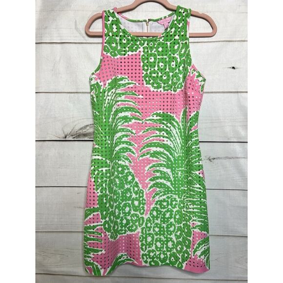 Lilly Pulitzer Dresses & Skirts - EUC Lilly Pulitzer Racer back Perforated Pineapple Stretchy Shift size Small